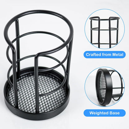 HillSpring Metal Bathroom Cup Dispenser, Sturdy Storage Holder for 3 oz, 4 oz Small Disposable Paper Cups, Paper Cup Dispenser for Mouthwash, Black