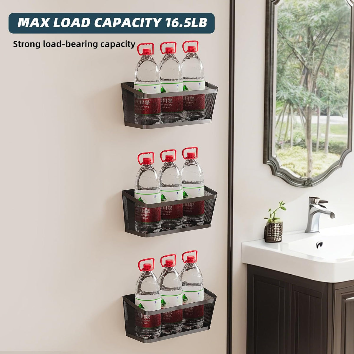 3 Pack Hanging Wall Storage Baskets, Heavy Duty Metal Wire Baskets