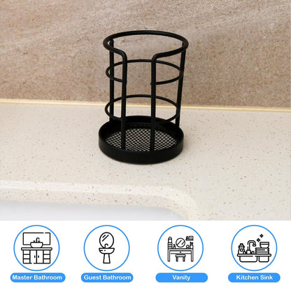 HillSpring Metal Bathroom Cup Dispenser, Sturdy Storage Holder for 3/4 oz Small Disposable Paper Cups, Black Paper Cup Dispenser for Mouthwash 2 Pack