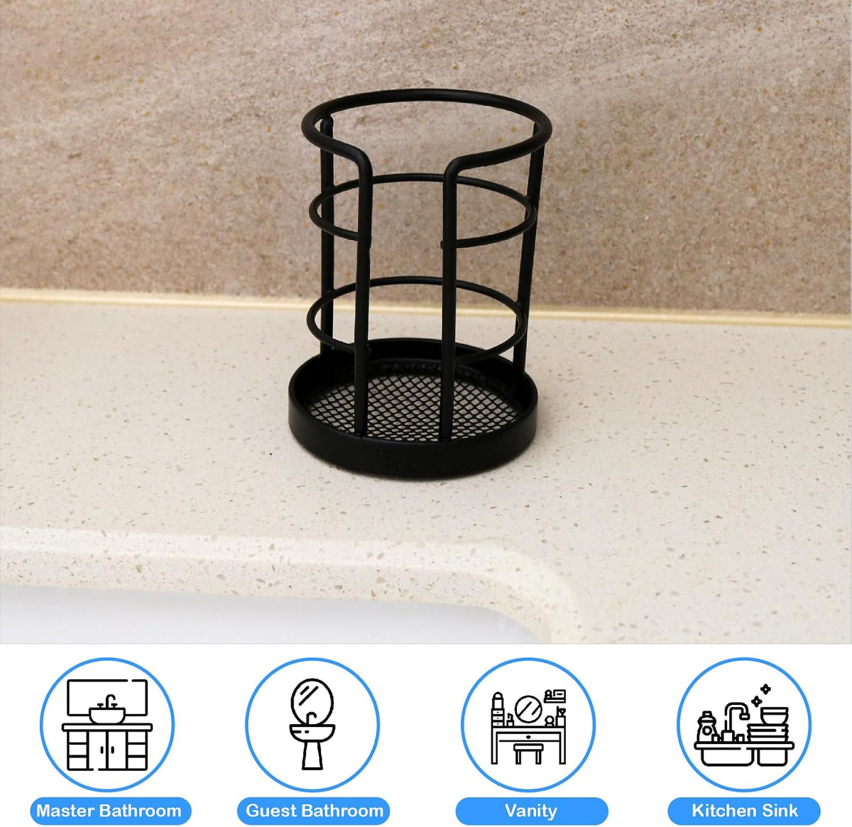 HillSpring Metal Bathroom Cup Dispenser, Sturdy Storage Holder for 3 oz, 4 oz Small Disposable Paper Cups, Paper Cup Dispenser for Mouthwash, Black