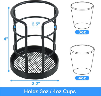 HillSpring Metal Bathroom Cup Dispenser, Sturdy Storage Holder for 3 oz, 4 oz Small Disposable Paper Cups, Paper Cup Dispenser for Mouthwash, Black