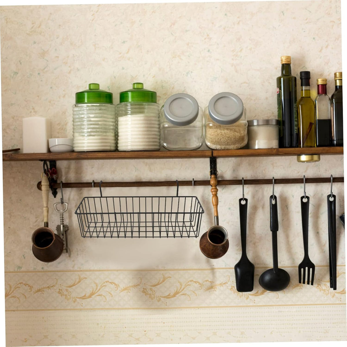 Luxshiny Small Hanging Wire Basket Iron Wall Mounted Storage Organizer
