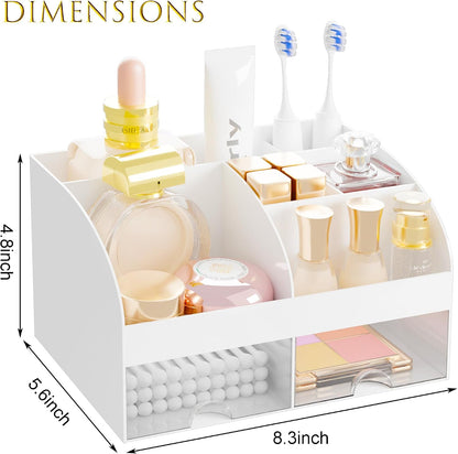Makeup Organizer with 2 Drawers, Countertop Cosmetic Storage for Vanity