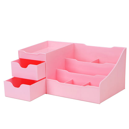 Uncluttered Designs Makeup Organizer for Women, White Dresser Top Organizer