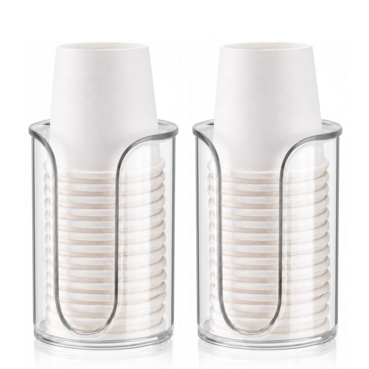 2 Pack Bathroom Cup Dispenser - Countertop 3 oz Bathroom Cup Holder for Dixie and Paper Cups - Mouthwash Cup Holder for 3oz 4oz Bathroom Cups（Clear）