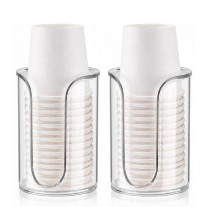 2 Pack Bathroom Cup Dispenser - Countertop 3 oz Bathroom Cup Holder for Dixie and Paper Cups - Mouthwash Cup Holder for 3oz 4oz Bathroom Cups（Clear）