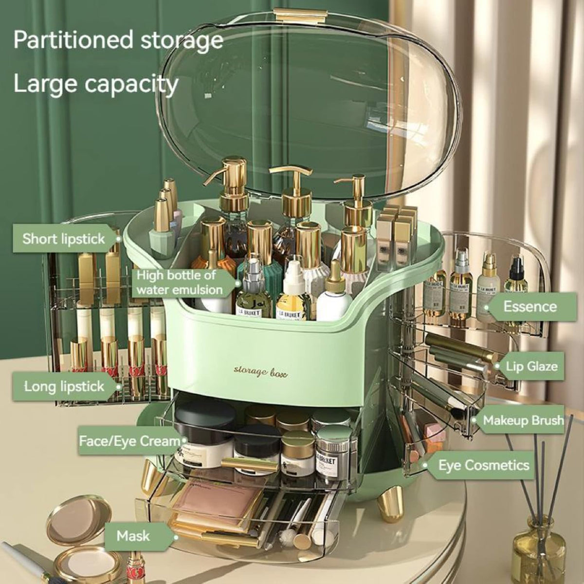 Omeily Makeup Organizer Countertop Vanity Cosmetic Skincares Organizer
