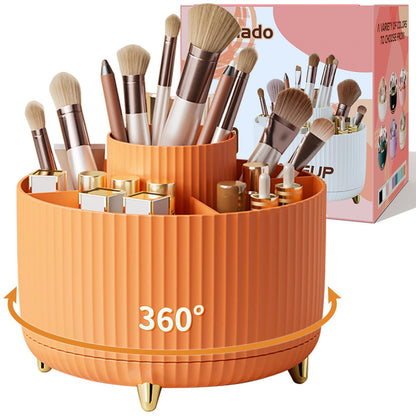 fanado 360° Rotate Makeup Brush Holder Organizer, Makeup Organizers Countertop, Makeup organization and Skincare Storage for Vanity, Desktop, Bathroom (White)