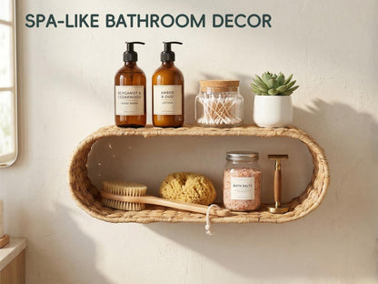 Coeusy Wicker Wall Shelf for Bathroom, Hanging Toilet Paper Holder Basket