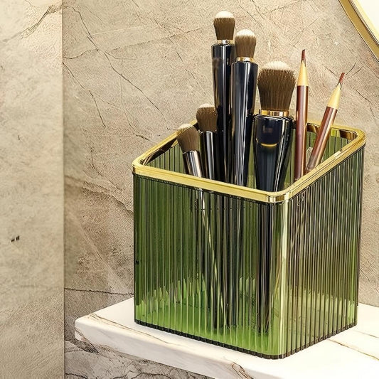Adhesive Wall Shelves No Drill Hanging Organizer - Plastic Floating Storage Bins for Kitchen,Bathroom,Office - Makeup and Home Goods Mountable Shelf (Green and Gold)