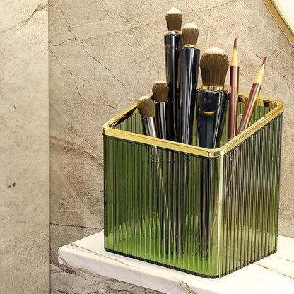 Adhesive Wall Shelves No Drill Hanging Organizer - Plastic Floating Storage Bins for Kitchen,Bathroom,Office - Makeup and Home Goods Mountable Shelf (Green and Gold)