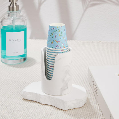 Bathroom Cup Dispenser, Diatomaceous Earth Mouthwash Cup Holder, Paper Cup Holder for Bathroom Counter, Disposable Cup Dispenser, Guest Bathroom Essentials (Cups Not Included)