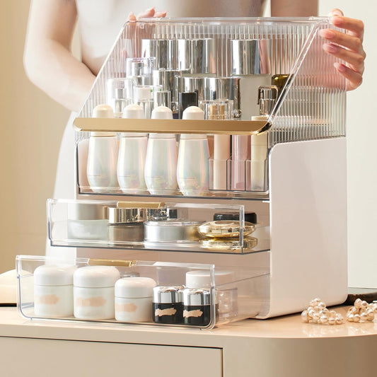 Omeily Makeup Organizer Countertop Vanity Cosmetic Skincares Organizer