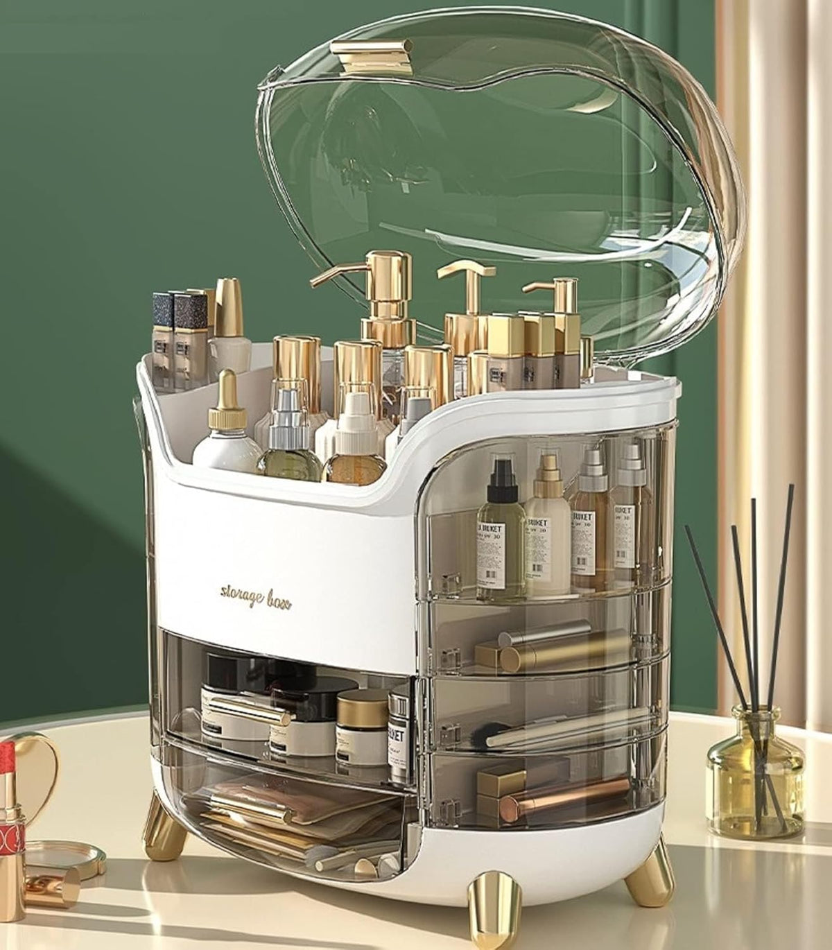 Omeily Makeup Organizer Countertop Vanity Cosmetic Skincares Organizer