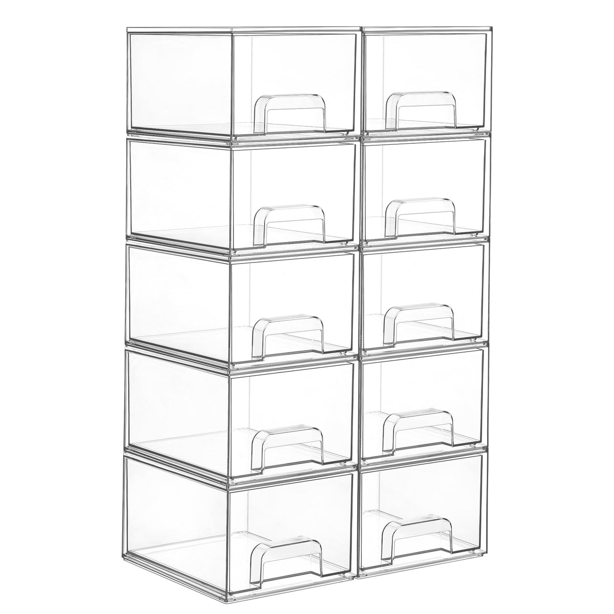 Vtopmart 2 Pack Small Clear Stackable Storage Drawers for Desk, Countertop