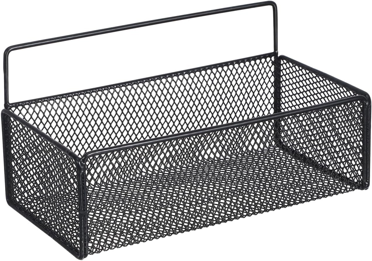 OSALADI Wall Mounted Mesh Basket Bathroom Wall Mount Basket Storage Shelf 10.23X5.90X5.11In Punch-Free Hanging Rack with Adhesive Hooks for Kitchen Bathroom Organization