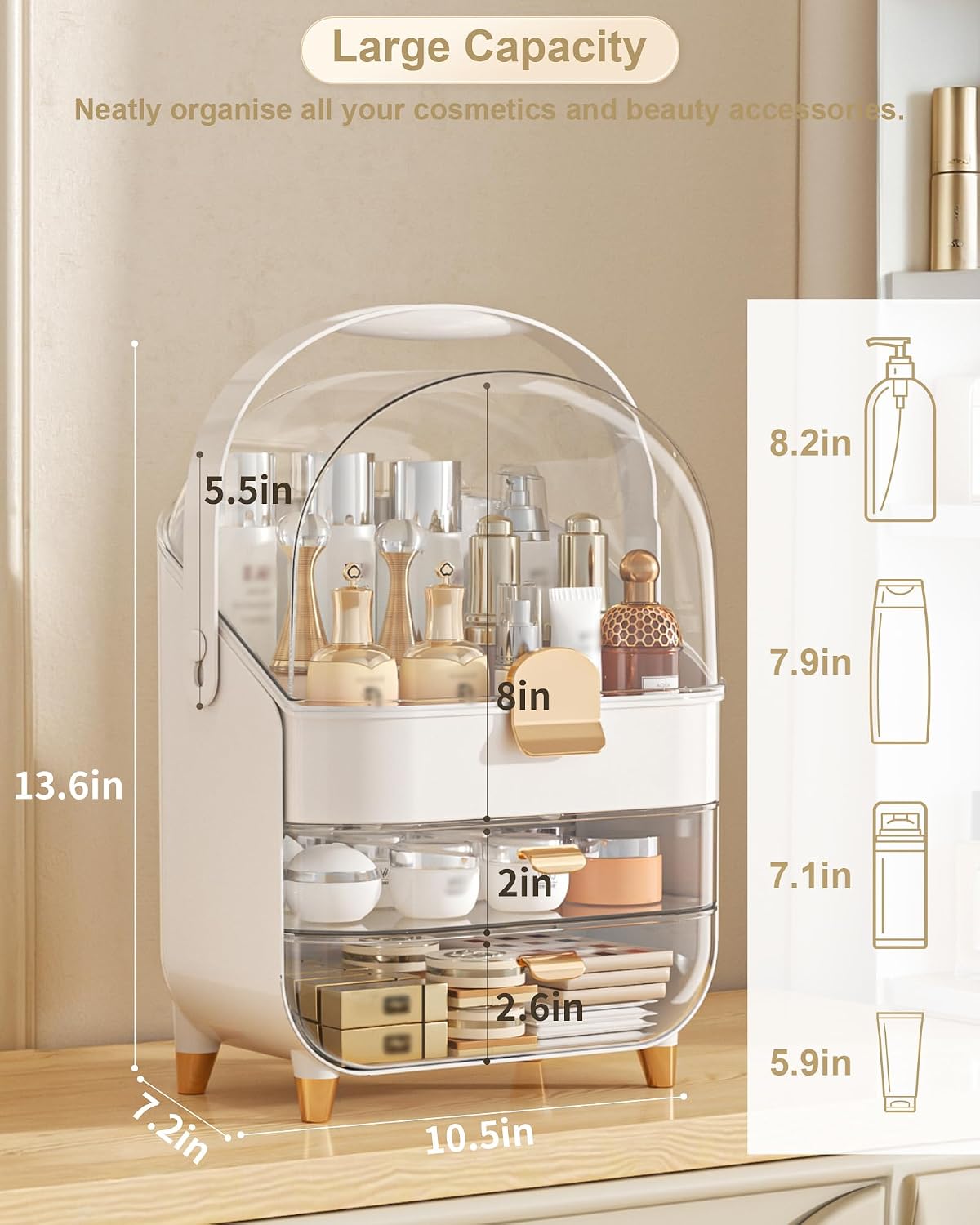 Anylady Makeup Organizer Countertop, Skincare Holder Bathroom Counter Organizer, Storage Box Cosmetic Display Cases, Teen Girl Gifts Make up Organizers for Vanity, Dresser