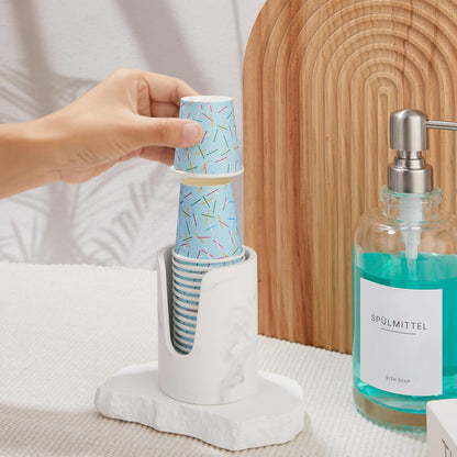 Bathroom Cup Dispenser, Diatomaceous Earth Mouthwash Cup Holder, Paper Cup Holder for Bathroom Counter, Disposable Cup Dispenser, Guest Bathroom Essentials (Cups Not Included)