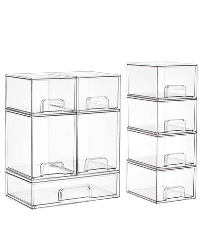 Vtopmart Clear Stackable Storage Drawers Set of 5, Plastic Organizer Bins
