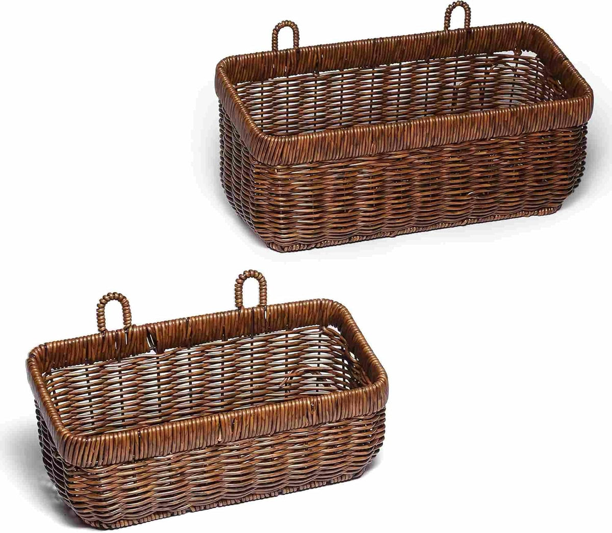 Wicker Wall Baskets Set of 2, Decorative Hanging Organizer for Kitchen, Living Room, Garage, Bathroom, Door Storage and Organizing