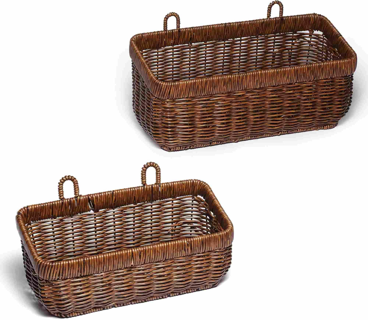 Wicker Wall Baskets Set of 2, Decorative Hanging Organizer for Kitchen, Living Room, Garage, Bathroom, Door Storage and Organizing