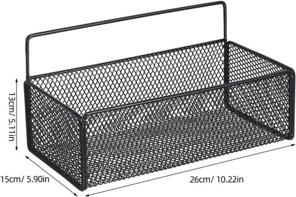 OSALADI Wall Mounted Mesh Basket Bathroom Wall Mount Basket Storage Shelf 10.23X5.90X5.11In Punch-Free Hanging Rack with Adhesive Hooks for Kitchen Bathroom Organization