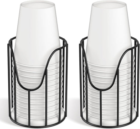 Luxspire Cup Dispenser 2 Pack, Stainless Steel for 3-5oz Dixie Cups, Black