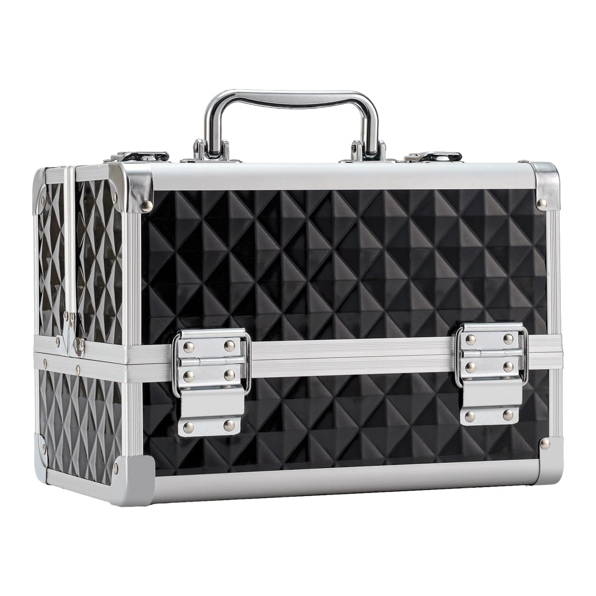 Leeora&Leekoo Makeup Train Case Cosmetic Box Portable Makeup Case Organizer 2 Trays Makeup Storage for Cosmetologist Aesthetic Supplies Nail Tech Traveling Makeup Box (Flashing Star)