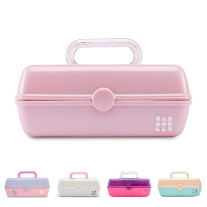 Caboodles Pretty in Petite Makeup Box, Two-Tone Seafoam on Lavender, Hard Plastic Organizer Box, 2 Swivel Trays, Fashion Mirror, Secure Latch for Safe Travel