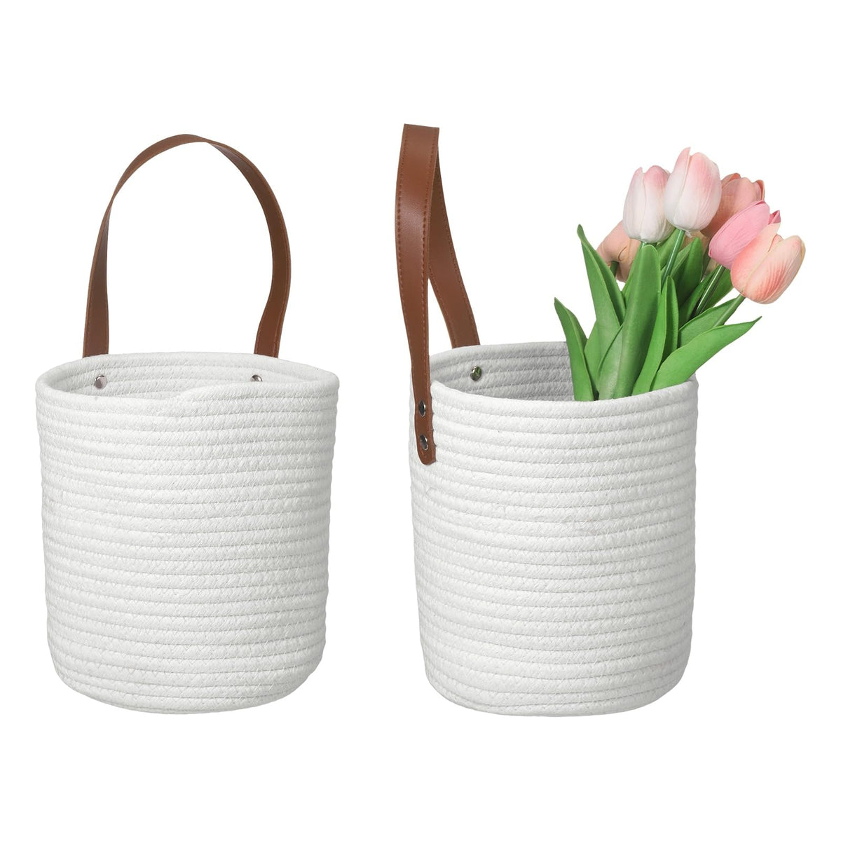 uxcell Small Wall Hanging Basket, Cotton Rope Hanging Basket