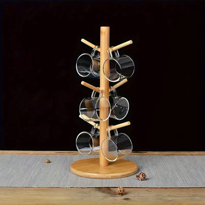 1pc Household Bamboo Cup Holder, Creative Storage Rack, Water Cup Hanger Upside Down Drain Rack Cup Holder