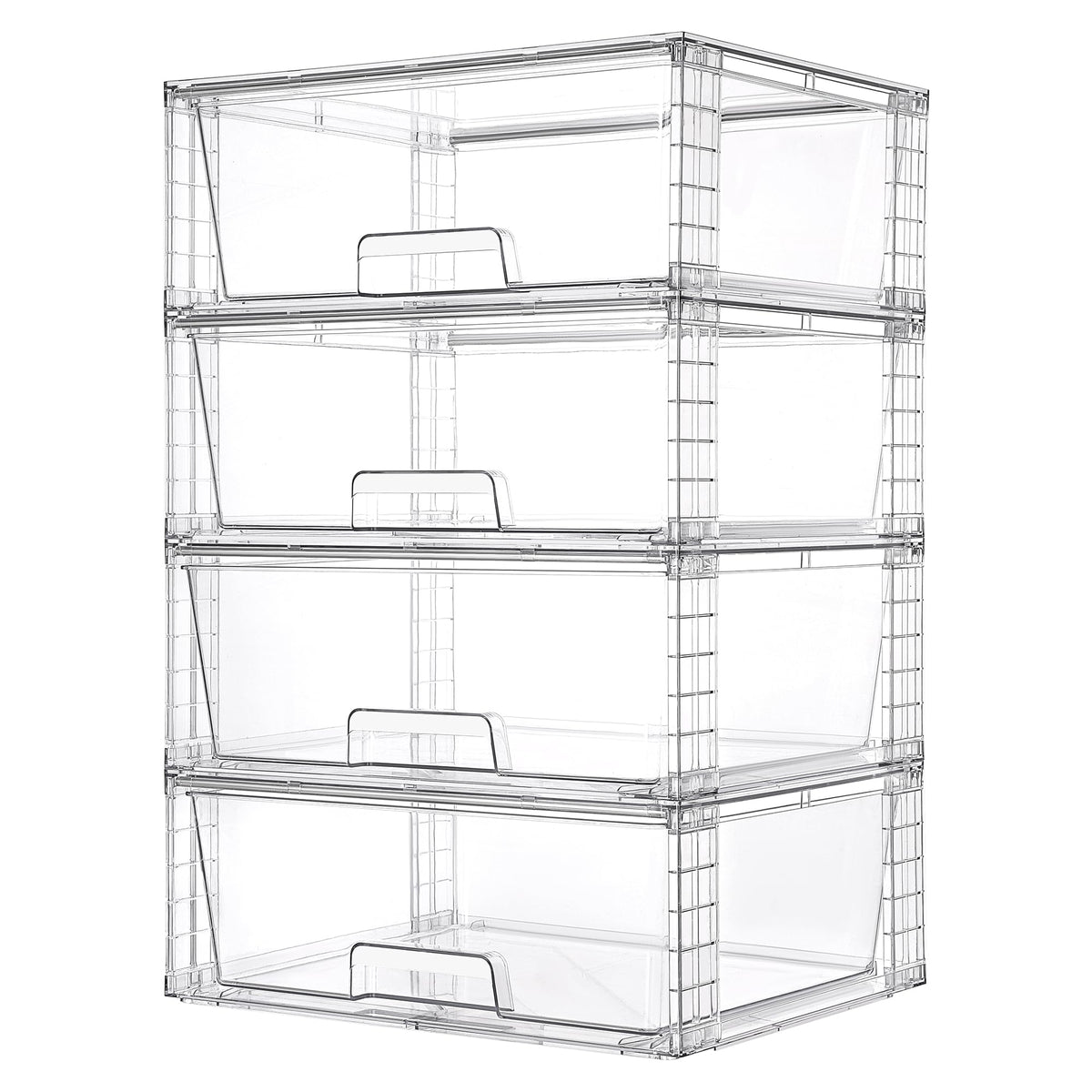 Vtopmart 4 Pack Large Stackable Storage Drawers, Clear