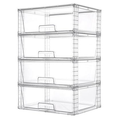 Vtopmart 4 Pack Large Stackable Storage Drawers, Clear