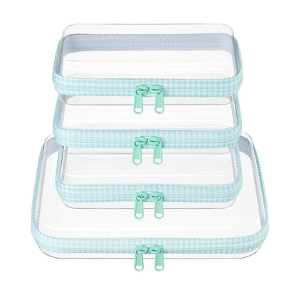 4 pcs Clear Zipper Pouches,Hard Shell Zipper Case