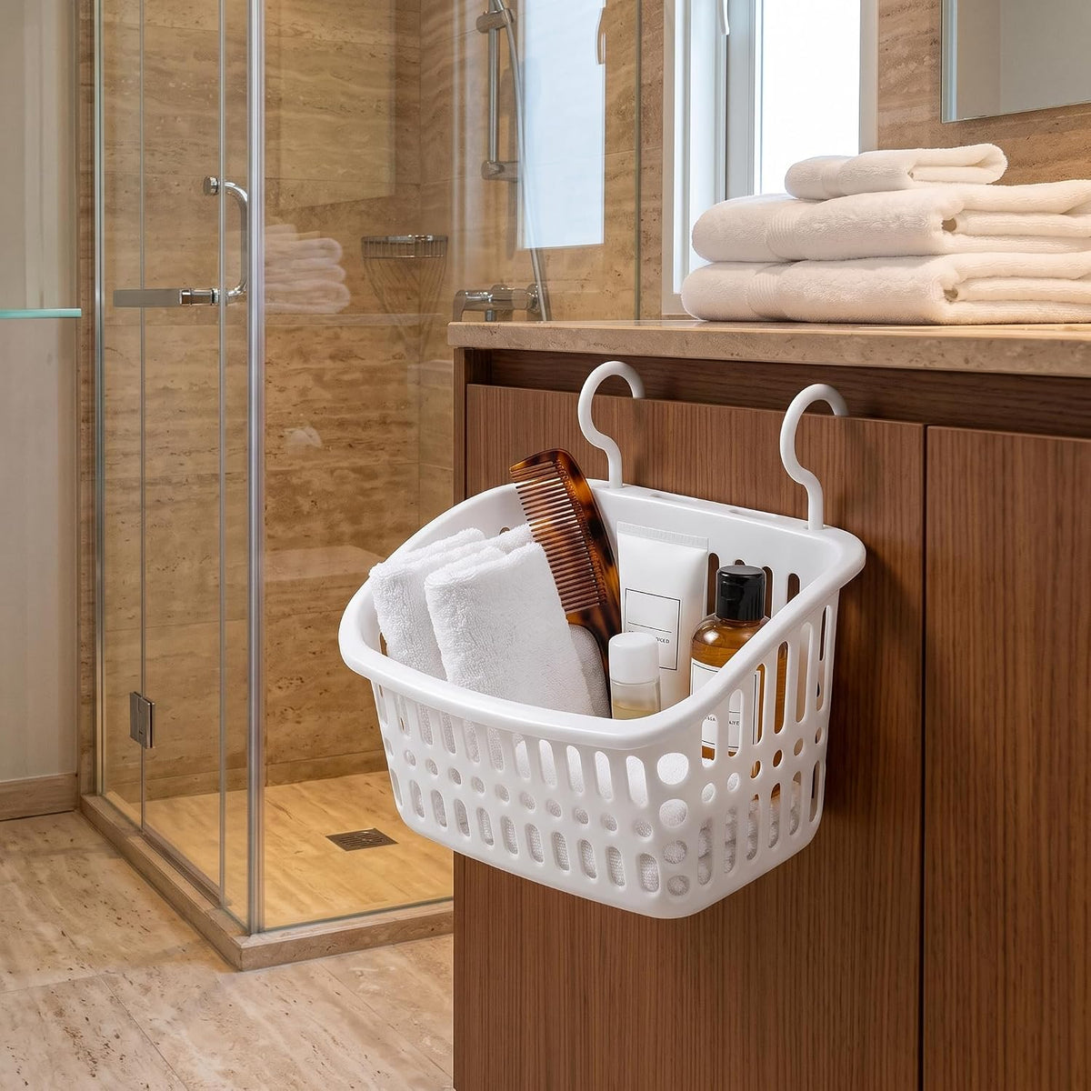 Hanging Plastic Storage Basket with Drainage Holes, 5.3x8.5x6.7x3.5in