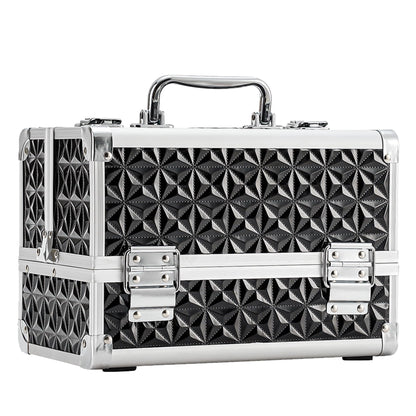 Leeora&Leekoo Makeup Train Case Cosmetic Box Portable Makeup Case Organizer 2 Trays Makeup Storage for Cosmetologist Aesthetic Supplies Nail Tech Traveling Makeup Box (Flashing Star)
