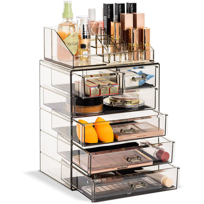 Sorbus Makeup Organizer, 7-Drawer Acrylic 2-Piece Set (Clear)