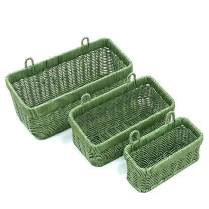 Wicker Wall Baskets Set of 2, Decorative Hanging Organizer for Kitchen, Living Room, Garage, Bathroom, Door Storage and Organizing