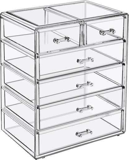 Sorbus 6-Drawer Makeup Organizer with Small & Wide Drawers (Clear)