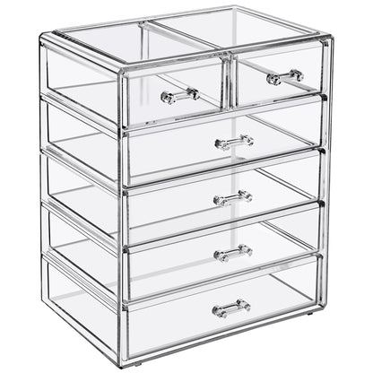 Sorbus 6-Drawer Makeup Organizer with Small & Wide Drawers (Clear)
