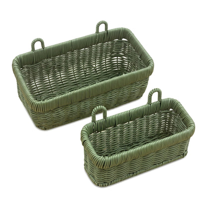 Wicker Wall Baskets Set of 2, Decorative Hanging Organizer for Kitchen, Living Room, Garage, Bathroom, Door Storage and Organizing