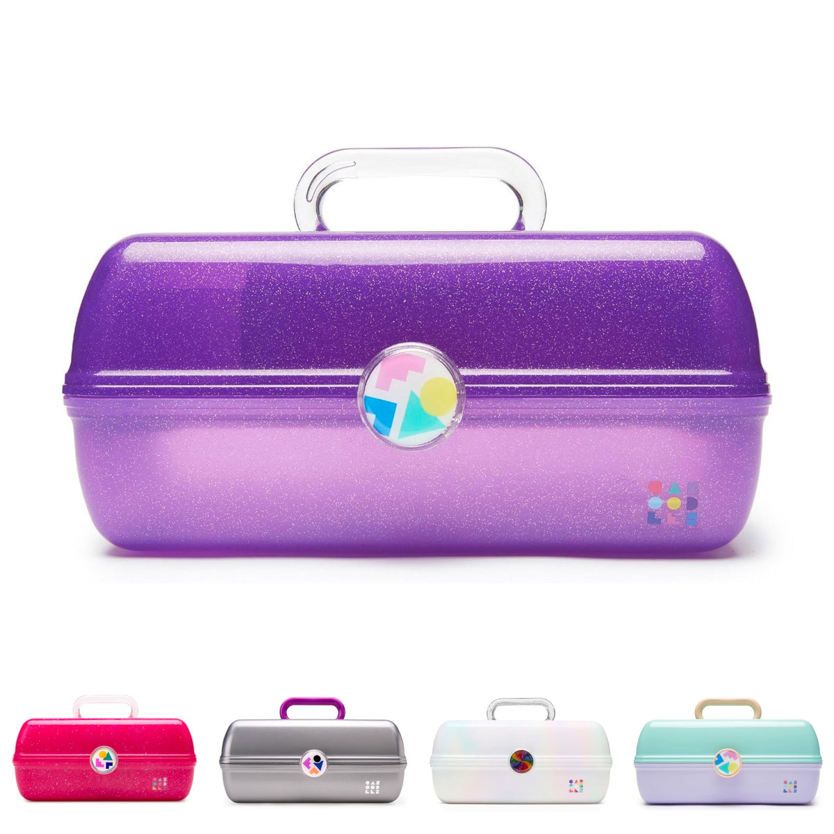 Caboodles On-The-Go Girl Makeup Box, Hot Pink Sparkle, Hard Plastic Makeup Organizer Box, Built-In Mirror, Secure Latch for Safe Travel, Spacious Storage for Large Items