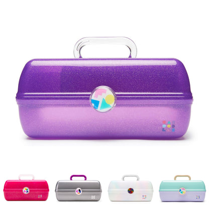 Caboodles On-The-Go Girl Makeup Box, Hot Pink Sparkle, Hard Plastic Makeup Organizer Box, Built-In Mirror, Secure Latch for Safe Travel, Spacious Storage for Large Items