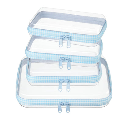 4 pcs Clear Zipper Pouches,Hard Shell Zipper Case