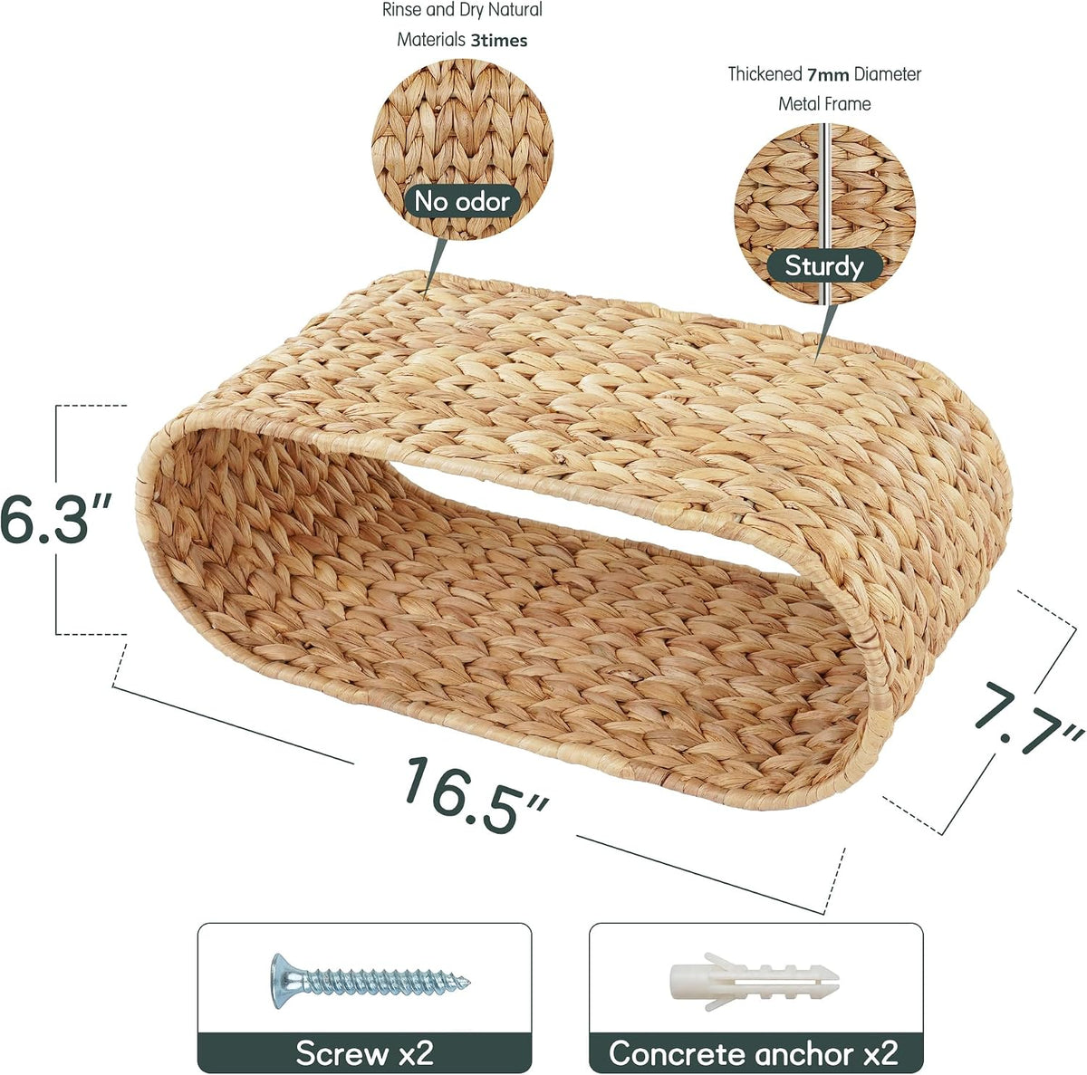 Coeusy Wicker Wall Shelf for Bathroom, Hanging Toilet Paper Holder Basket