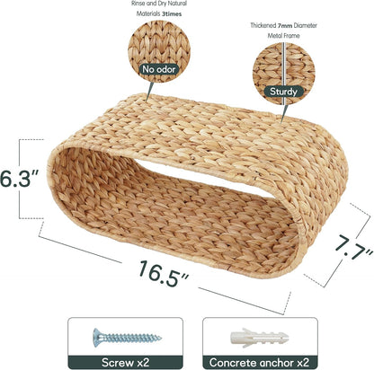 Coeusy Wicker Wall Shelf for Bathroom, Hanging Toilet Paper Holder Basket