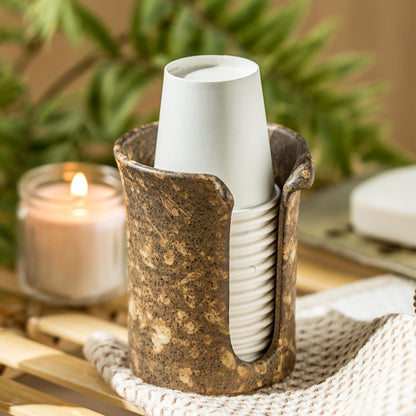 Ceramic Bathroom Cup Holder, 3 OZ Cup Dispenser for Bathroom, Gray