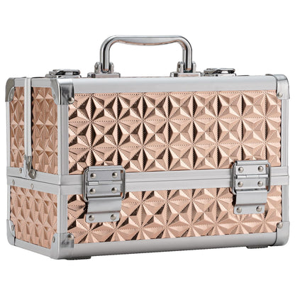 Leeora&Leekoo Makeup Train Case Cosmetic Box Portable Makeup Case Organizer 2 Trays Makeup Storage for Cosmetologist Aesthetic Supplies Nail Tech Traveling Makeup Box (Flashing Star)