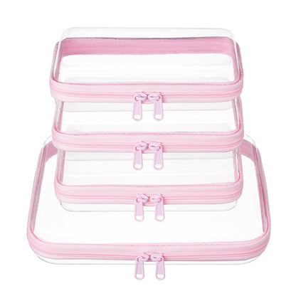 4 pcs Clear Zipper Pouches,Hard Shell Zipper Case