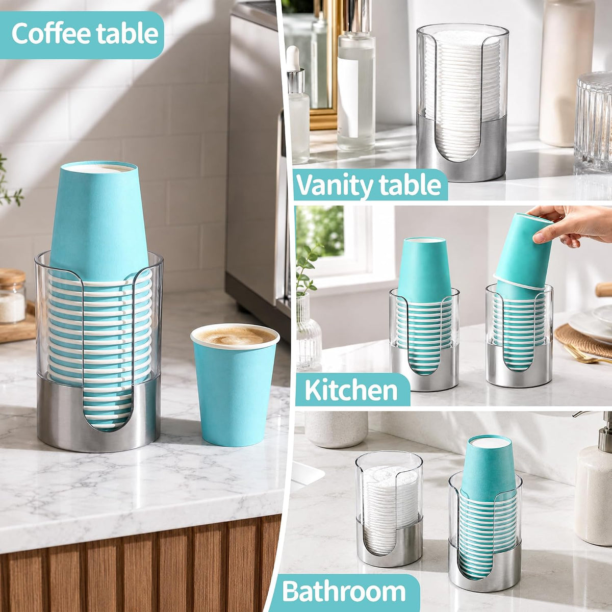 Gaussra 2 Pack Bathroom Cup Dispenser Cup Holder Brushed Stainless Steel
